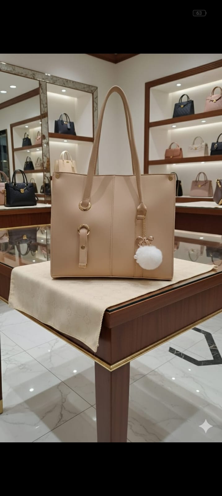 Queen Structured Shoulder Tote Bag with Charm —   handbag by HandbagsAvenue